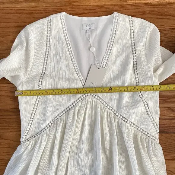 Boho Chic Tunic Peasant Dress Womens Small White Lagenlook Hippie Minimalist - Picture 8 of 9